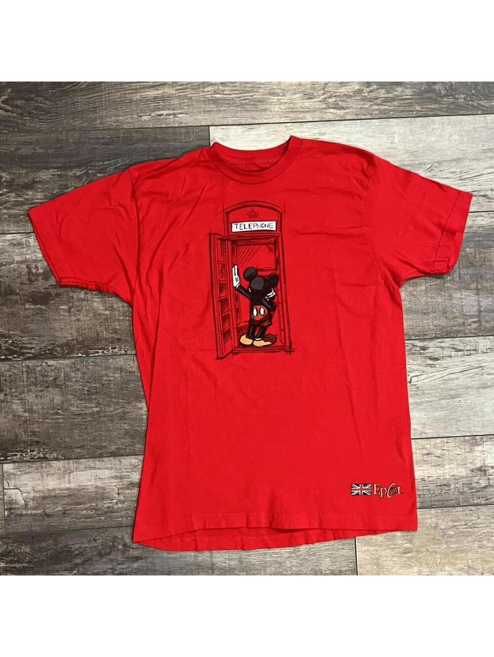 Mickey Mouse Telephone Booth Tee Epcot Disney Parks 100% cotton Size Large